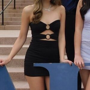 Elegant Black Cut-Out Dress